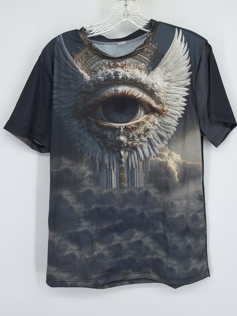 Graphic Black & Gray Men's Eye Wing Print Tee
